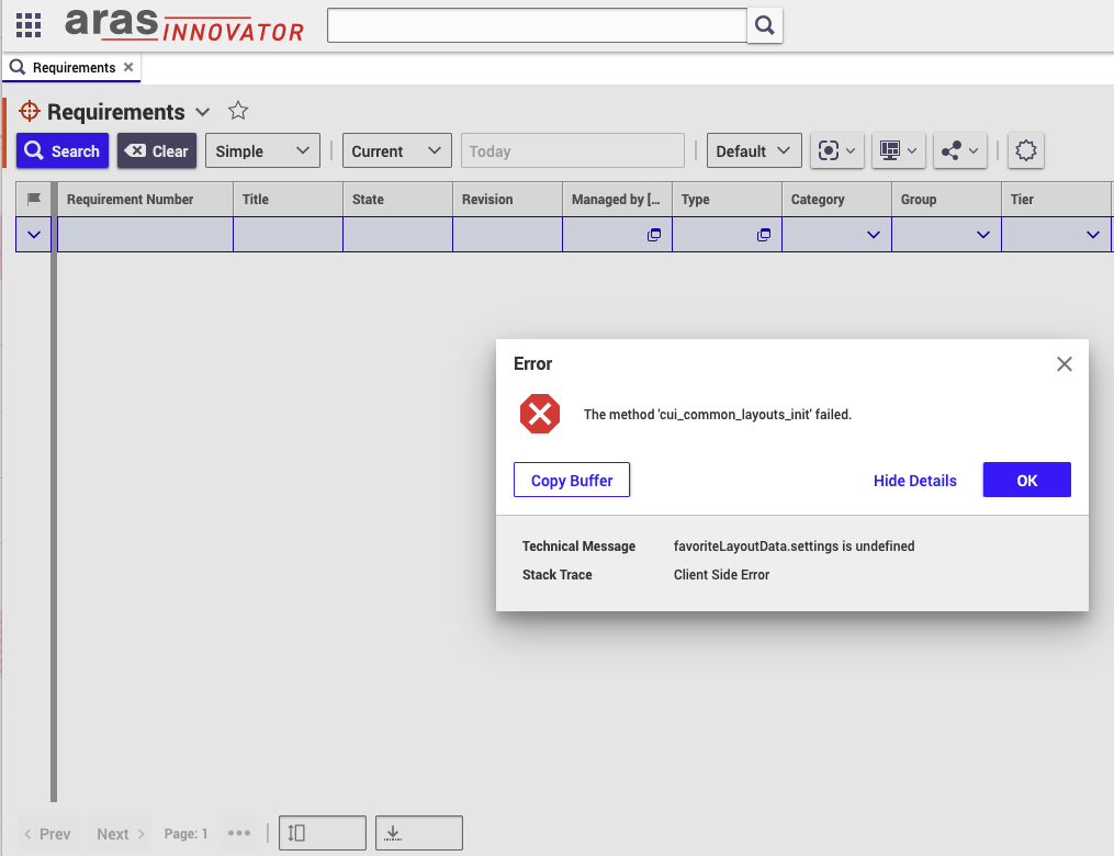 Error message