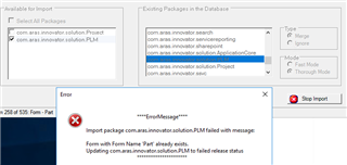 Importing Error Form With Form Name Part Already Exists Development Aras Open Plm Community Aras Open Plm Community