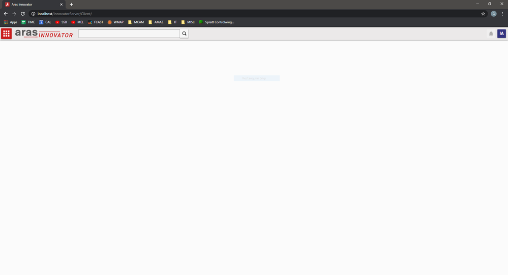 (Mostly) white screen after login. | Aras