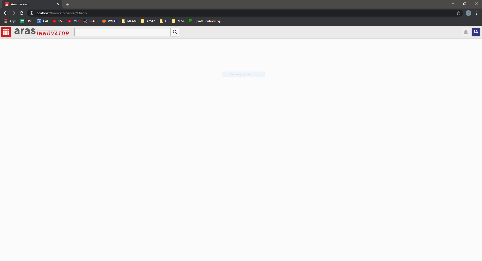 (Mostly) white screen after login. | Aras
