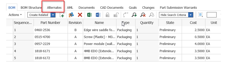 Adding Alternate Tab on the Part Master Form | Aras
